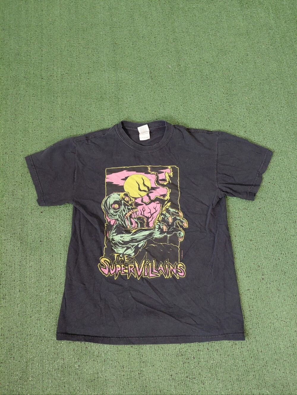 VINTAGE 2005 The Supervillians Band Zombie Scary Y2K Black T Shirt Sz Medium